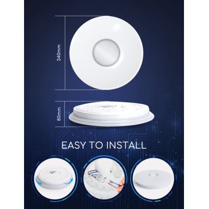 Aigostar - LED RGBW Димируем плафон 18W/230V Ø 34 см Wi-Fi