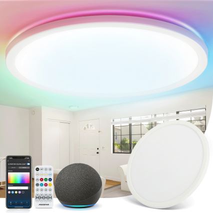 Aigostar - LED RGBW Димируем плафон MESH LED/24W/230V 3000-6500K бял + дистанционно управление