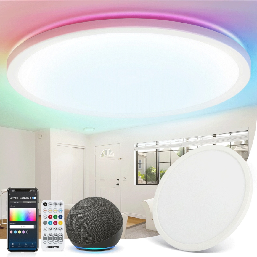 Aigostar - LED RGBW Димируем плафон MESH LED/24W/230V 3000-6500K бял + дистанционно управление