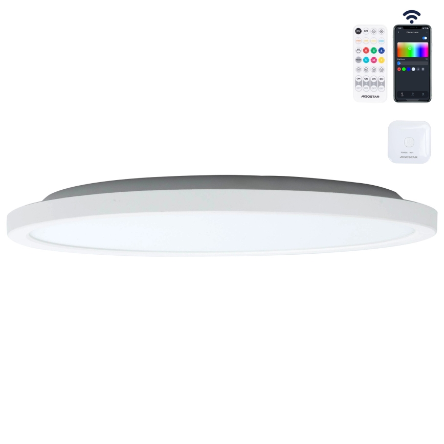 Aigostar - LED RGBW Димируем плафон MESH LED/24W/230V 3000-6500K бял + дистанционно управление