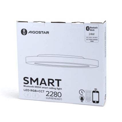 Aigostar - LED RGBW Димируем плафон MESH LED/24W/230V 3000-6500K бял + дистанционно управление