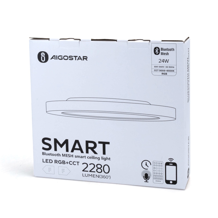 Aigostar - LED RGBW Димируем плафон MESH LED/24W/230V 3000-6500K бял + дистанционно управление