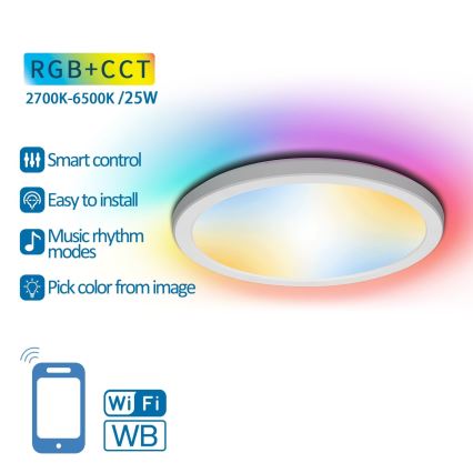Aigostar - LED RGBW Димируем плафон LED/25W/230V 2700-6500K Wi-Fi