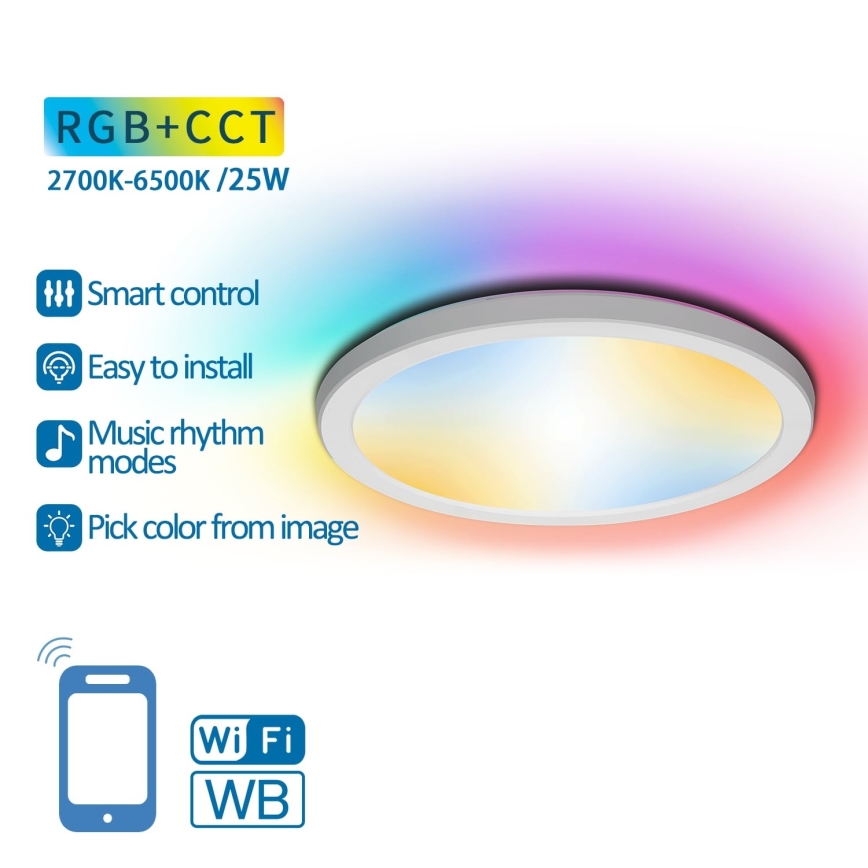 Aigostar - LED RGBW Димируем плафон LED/25W/230V 2700-6500K Wi-Fi