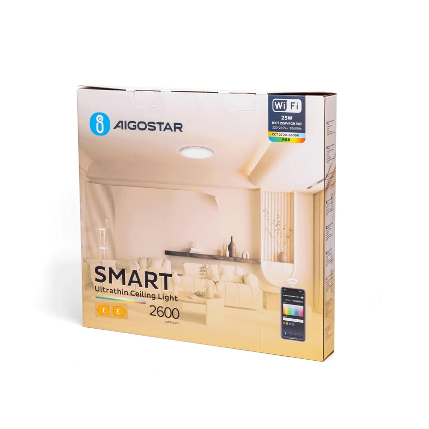 Aigostar - LED RGBW Димируем плафон LED/25W/230V 2700-6500K Wi-Fi