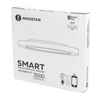 Aigostar - LED RGBW Димируем плафон MESH LED/36W/230V 3000-6500K бял + дистанционно управление