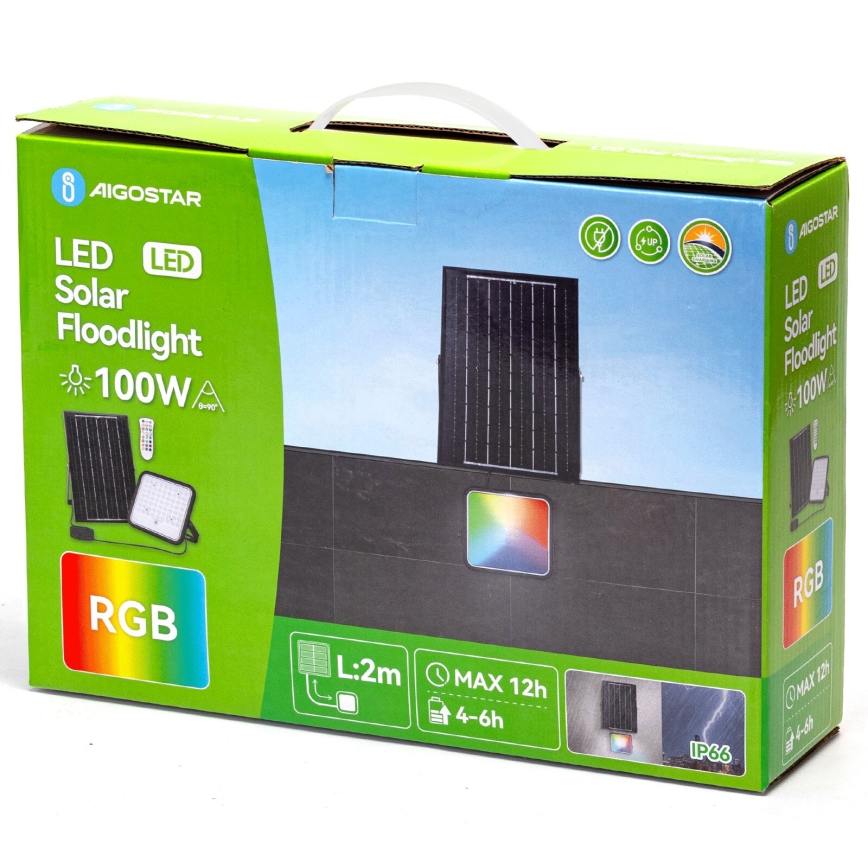 Aigostar - LED RGBW Димируем соларен прожектор LED/100W/3,4V IP66 + дистанционно управление