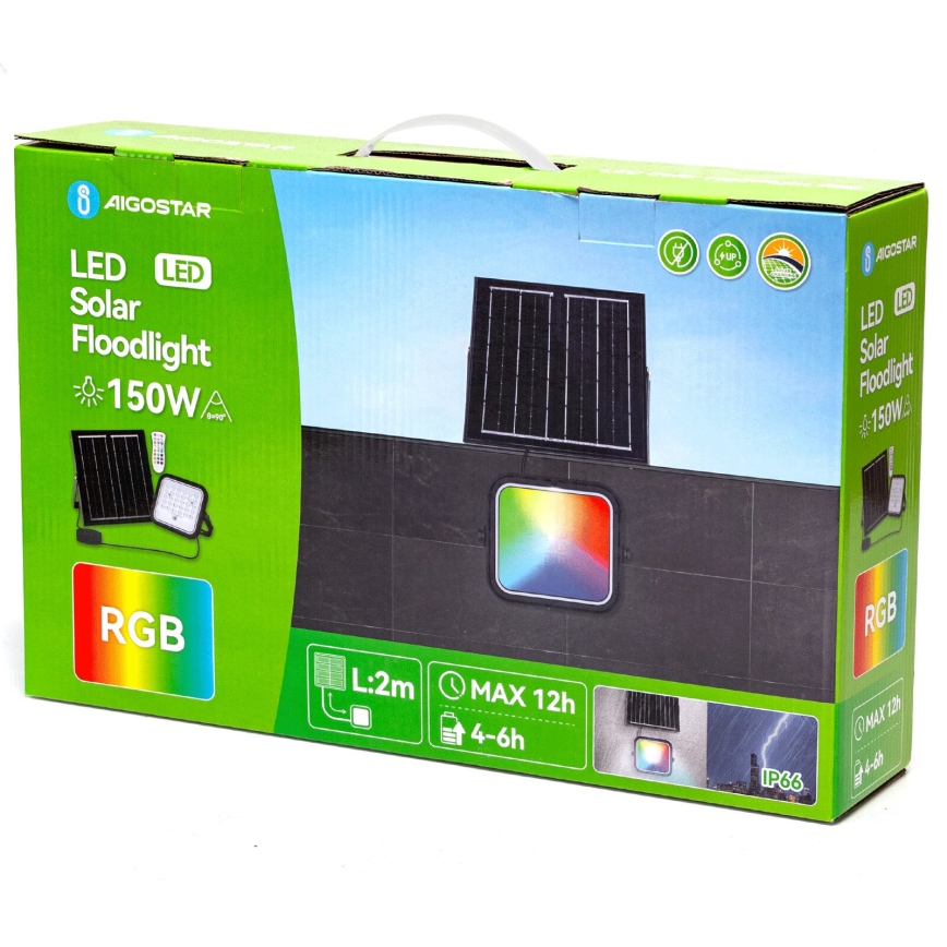 Aigostar - LED RGBW Димируем соларен прожектор LED/150W/3,4V IP66 + дистанционно управление