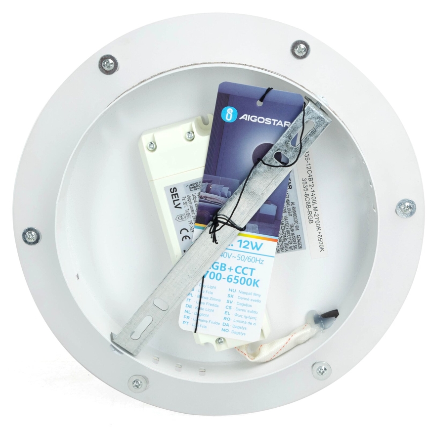 Aigostar - LED RGBW Димируем аплик MESH Smart LED/12W/230V 2700-6500K бял + дистанционно управление