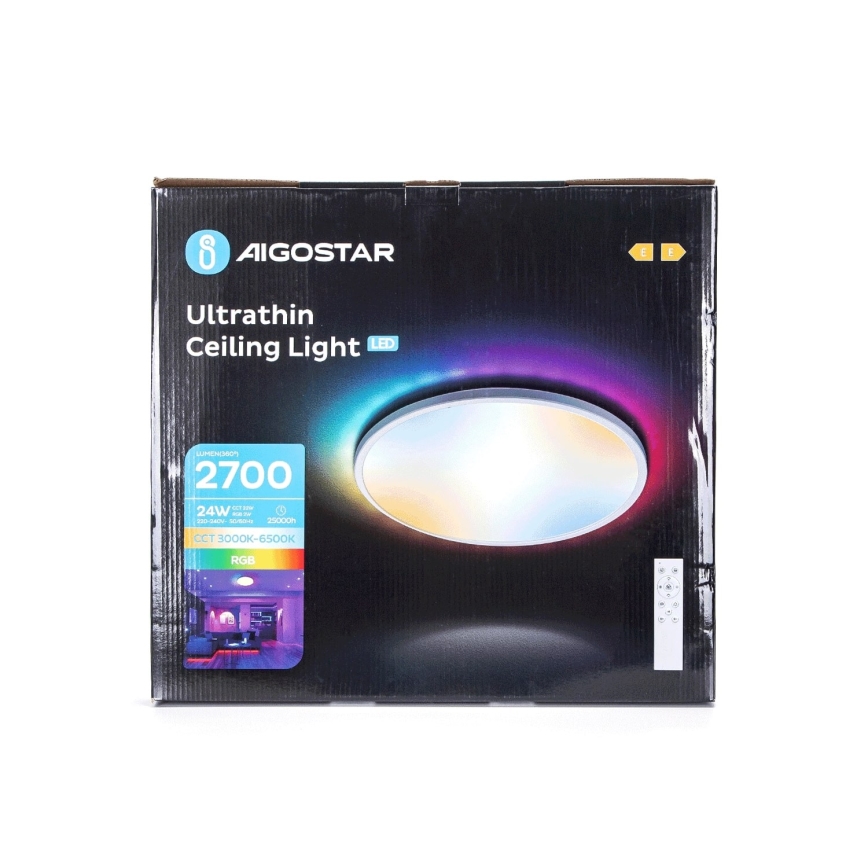 Aigostar - LED RGBW Димируем плафон за баня LED/24W/230V 3000-6500K Ø 42 см IP44 + дистанционно управление