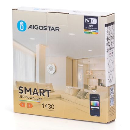 Aigostar - LED RGBW Димируема лампа за вграждане LED/15W/230V 2700-6500K Ø 17,5 cm Wi-Fi