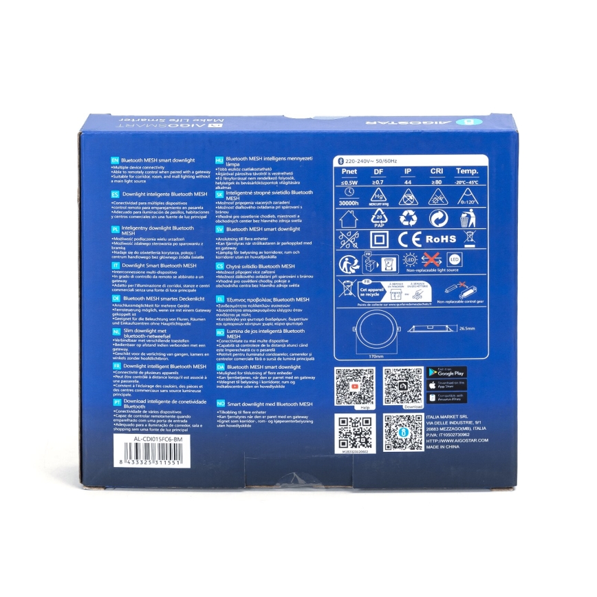 Aigostar - LED RGBW Димируема лампа за вграждане MESH LED/15W/230V 2700-6500K Ø 17 см