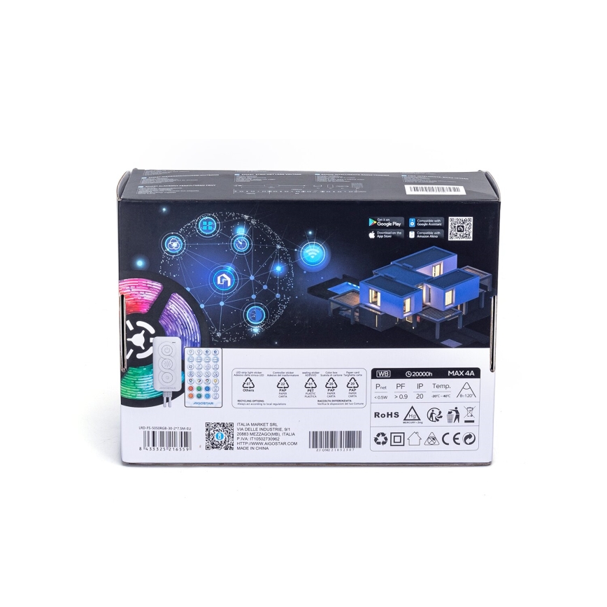 Aigostar - LED RGBW Димируема лента LED/48W/12V 2x7,5 m Wi-Fi