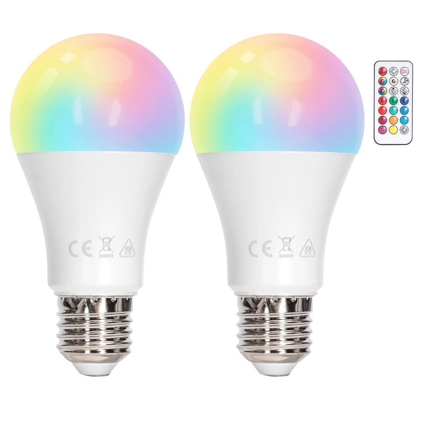 Aigostar - LED RGBW димируема крушка A60 E27/10W/230V 3000K + дистанционно управление