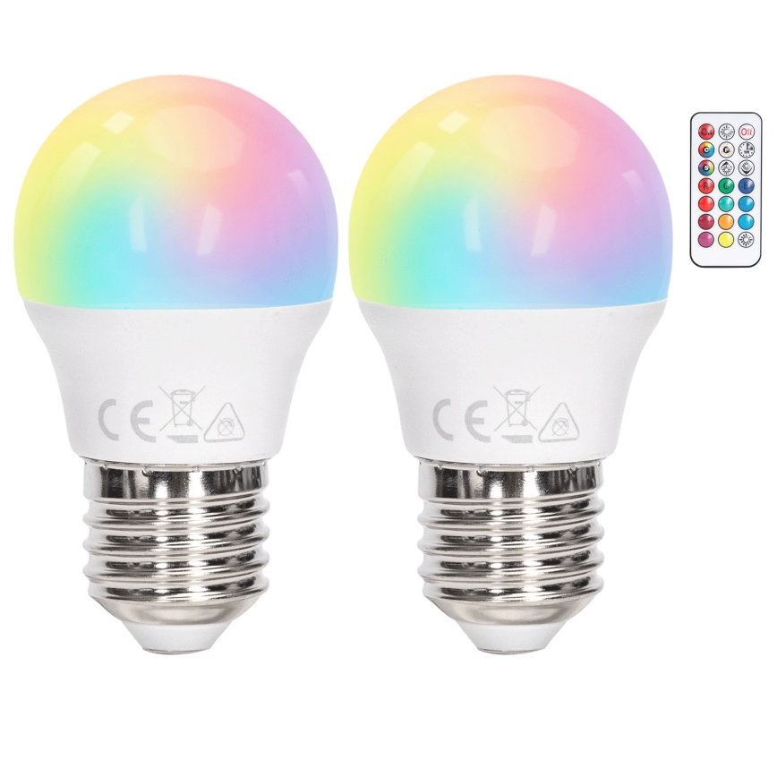 Aigostar - LED RGBW димируема крушка G45 E27/4,8W/230V 3000K + дистанционно управление