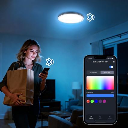 Aigostar - LED RGBW димируемо таванно осветително тяло MESH LED/24W/230V 3000-6500K черно + дистанционно управление