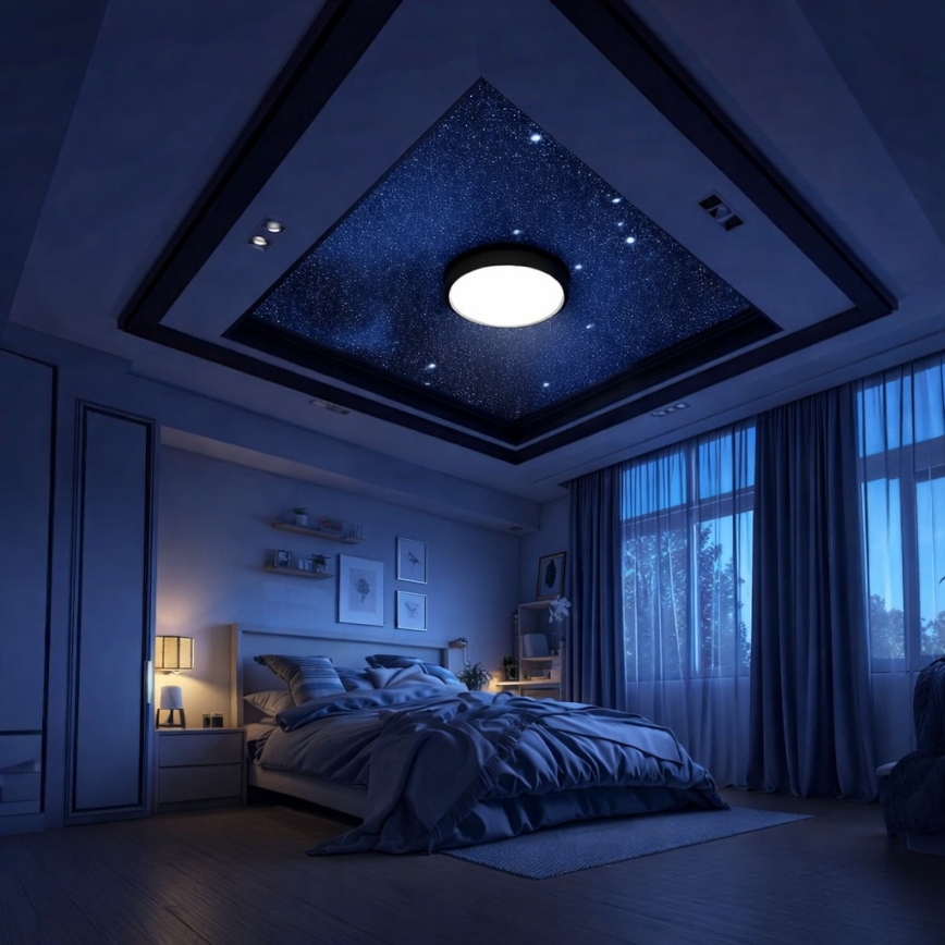 Aigostar - LED RGBW димируемо таванно осветително тяло MESH LED/24W/230V 3000-6500K черно + дистанционно управление