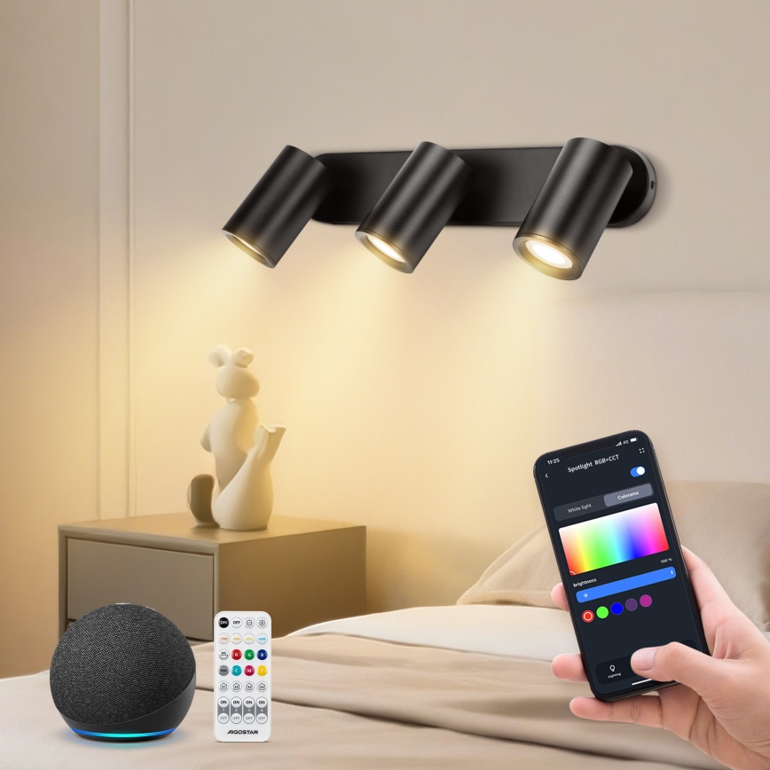 Aigostar - LED RGBW димируемо точково осветително тяло MESH 3xLED/4,9W/230V 2700-6500K бяло + дистанционно управление