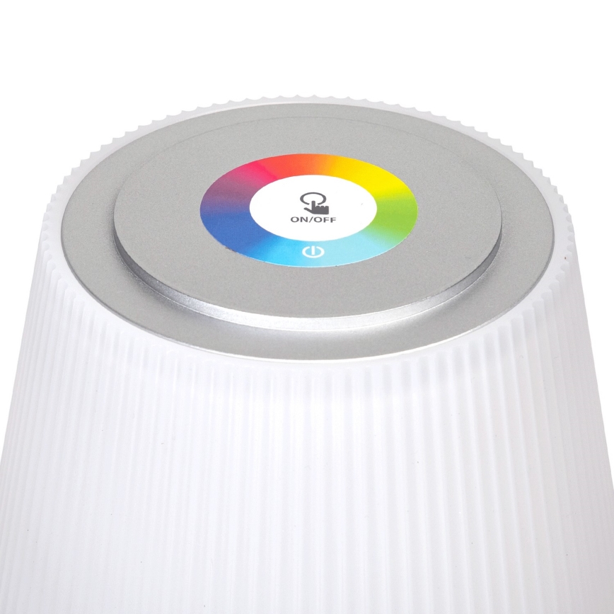Aigostar - LED RGBW Екстериорна димируема акумулаторна настолна лампа LED/4W/5V 3600mAh бял/матов хром IP54