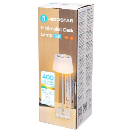 Aigostar - LED RGBW Екстериорна димируема акумулаторна настолна лампа LED/4W/5V 3600mAh бял/матов хром IP54