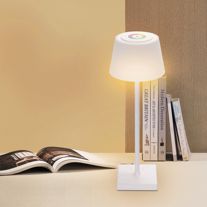 Aigostar - LED RGBW Екстериорна димируема акумулаторна настолна лампа LED/4W/5V 3600mAh бял IP54