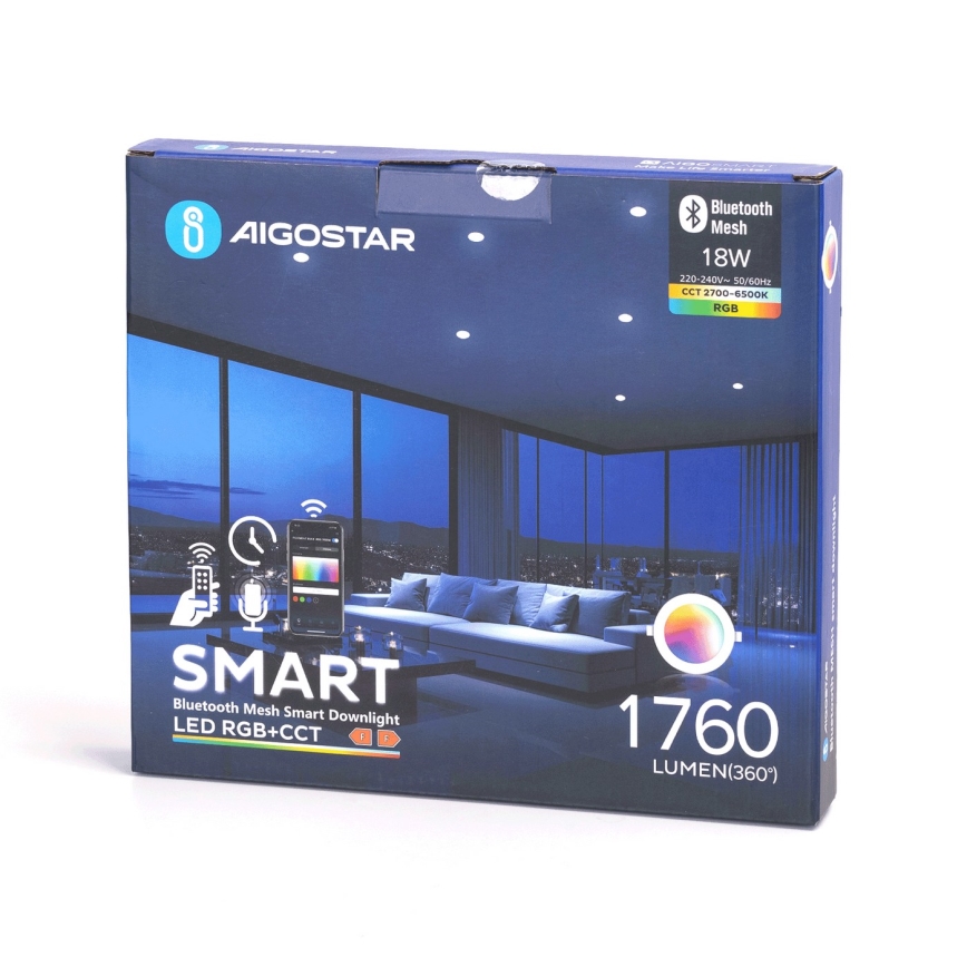 Aigostar - LED RGBW Димируема лампа за окачен таван на баня MESH Интелигентен LED/18W/230V 2700-6500K IP44