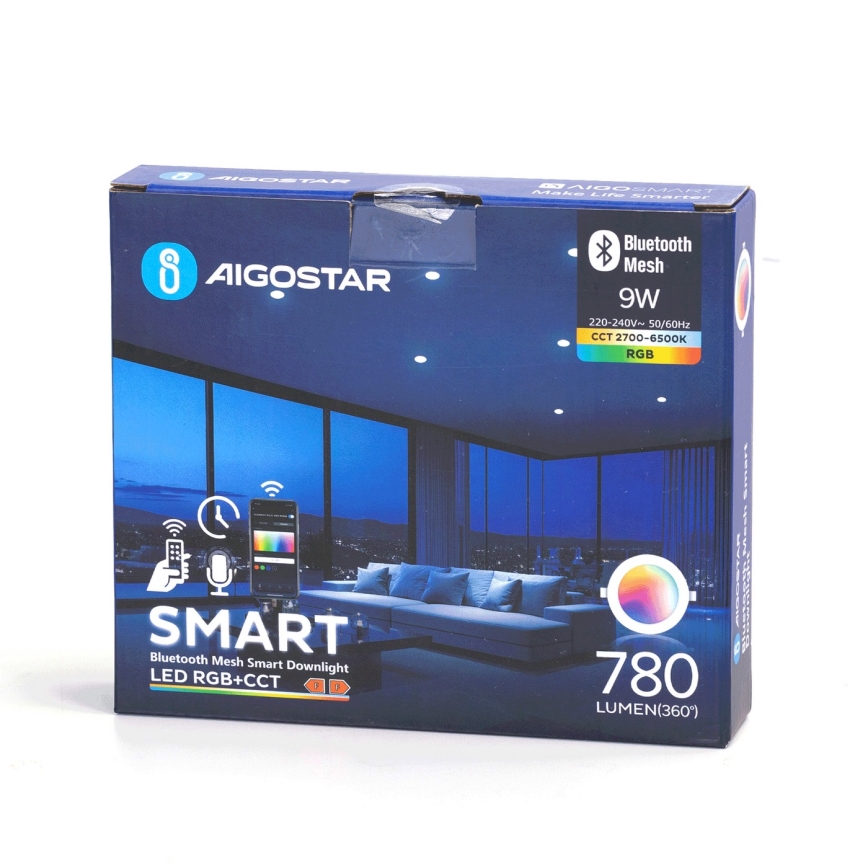 Aigostar - LED RGBW Димируема лампа за окачен таван на баня MESH Интелигентен LED/9W/230V 2700-6500K IP44