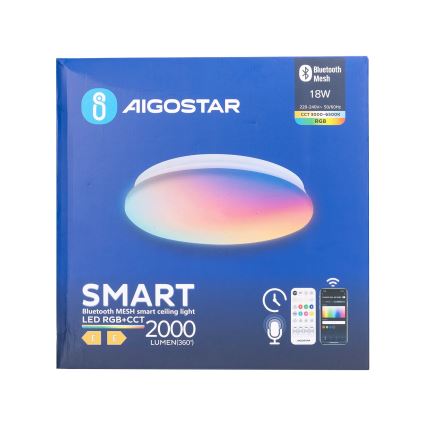 Aigostar - LED RGBW Димируем плафон за баня MESH Smart LED/18W/230V 3000-6500K IP44 + дистанционно управление