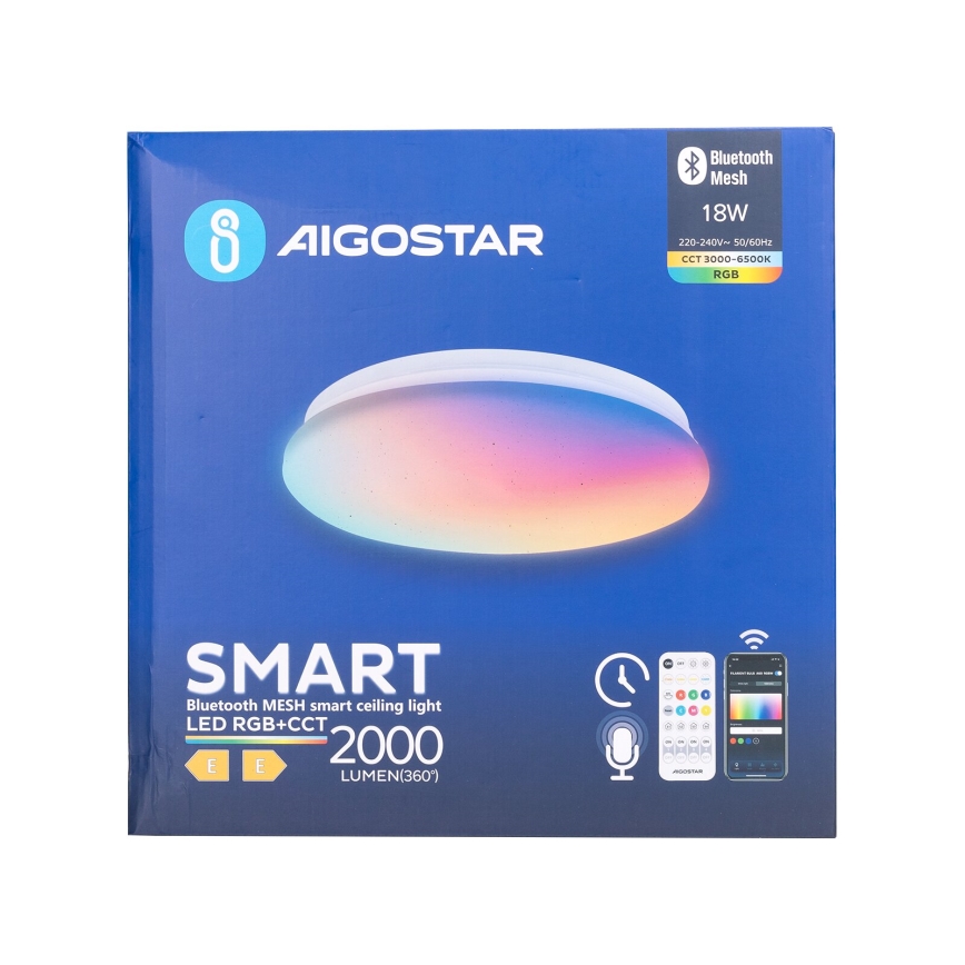Aigostar - LED RGBW Димируем плафон за баня MESH Smart LED/18W/230V 3000-6500K IP44 + дистанционно управление