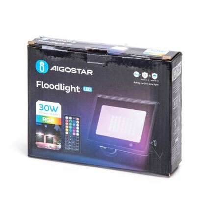 Aigostar - LED RGBW прожектор с възможност за димиране LED/30W/230V IP65 + дистанционно управление
