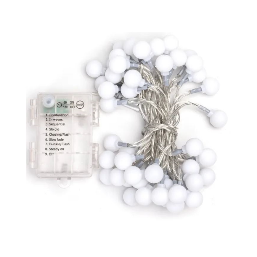Aigostar - LED RGBY Екстериорен коледни лампички 50xLED/3xAA/8 функции 5,3 м IP44