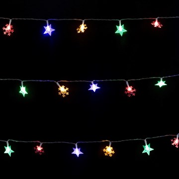Aigostar - LED RGBY външна коледна гирлянда 100xLED/8 функции 3xAA 10m IP44 звезди