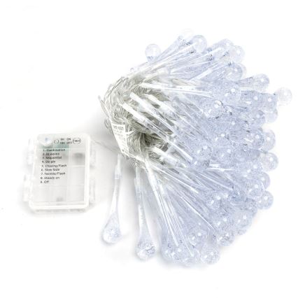 Aigostar - LED външна коледна гирлянда, 100 x LED / 8 режима, 3 x AA, 10 m, IP44, многоцветни капки