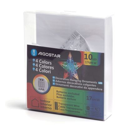 Aigostar - LED RGBY коледна звезда, 10xLED/3xAA