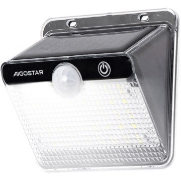 Aigostar - LED слънчево осветление със сензор LED/3,7V 6500K 1200 mAh IP65 черно