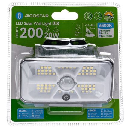 Aigostar - LED Слънчево осветление със сензор LED/3,7V 6500K 500 mAh IP65 черен