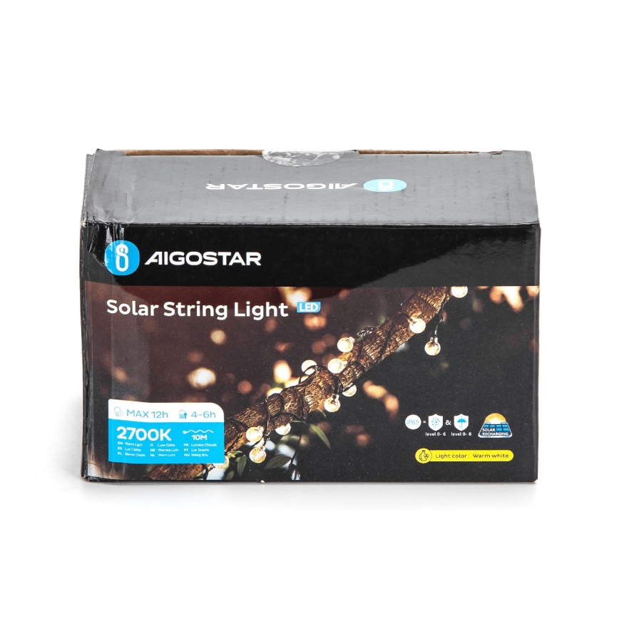 Aigostar - LED Solar декоративни лампички 50xLED/8 функции 12 м IP65 топло бял