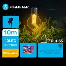 Aigostar - LED Solar декоративни лампички 10xLED/8 функции 10,5 м IP65 топло бял