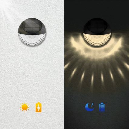 Aigostar - LED Соларен аплик LED/2W/1,2V черен 300 mAh 2700K IP44