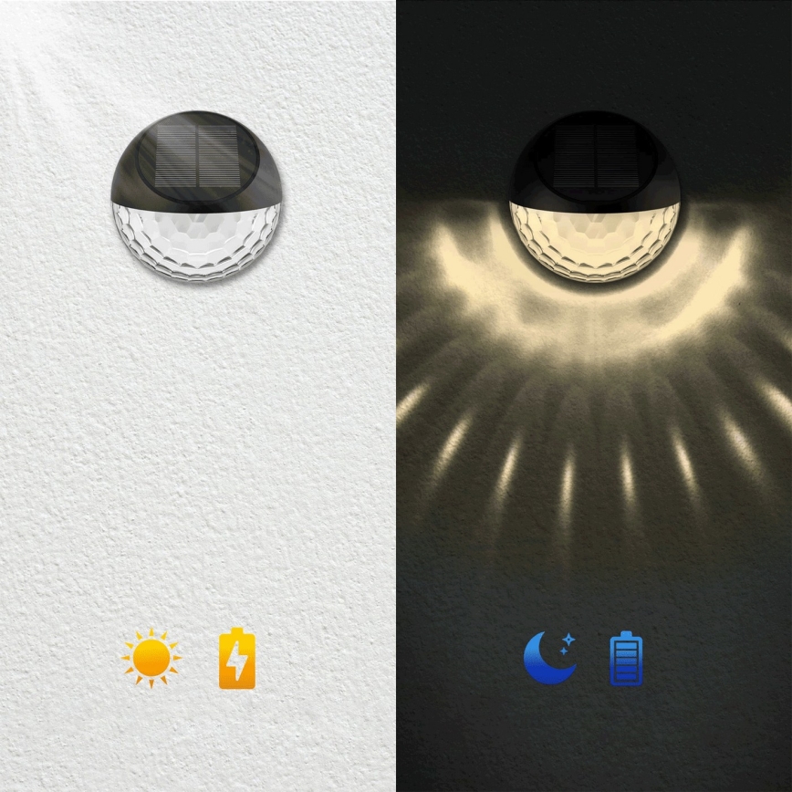Aigostar - LED Соларен аплик LED/2W/1,2V черен 300 mAh 2700K IP44