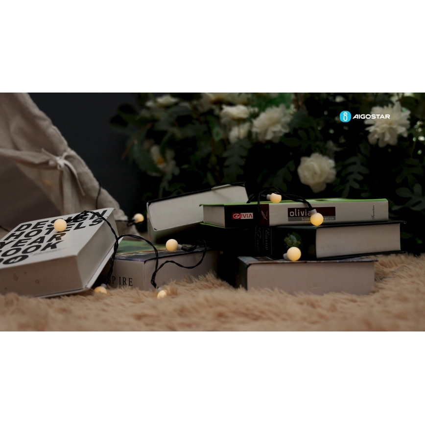 Aigostar - LED соларна декоративна верига 50xLED/8 функции 12м IP65 800 mAh топла бяла светлина