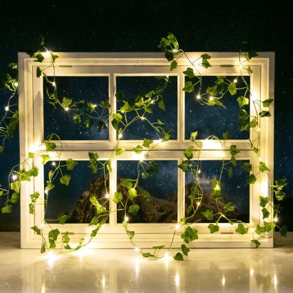 Aigostar - LED соларна верига 100xLED/12м IP65 300 mAh топла бяла бръшлян