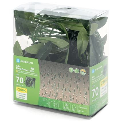 Aigostar - LED соларен гирлянд 70xLED/4x1м IP65 300 mAh топло бяло маслинено