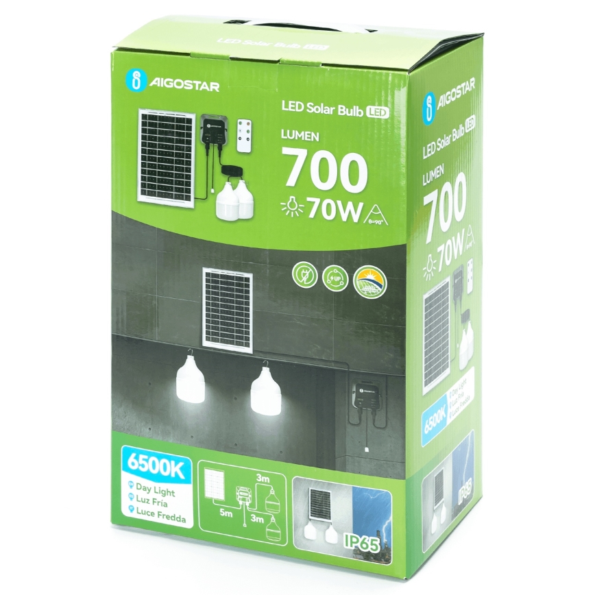 Aigostar - Соларен LED полилей 2xLED/35W/12V 6000 mAh 6500K IP65, диаметър 10 см + дистанционно управление