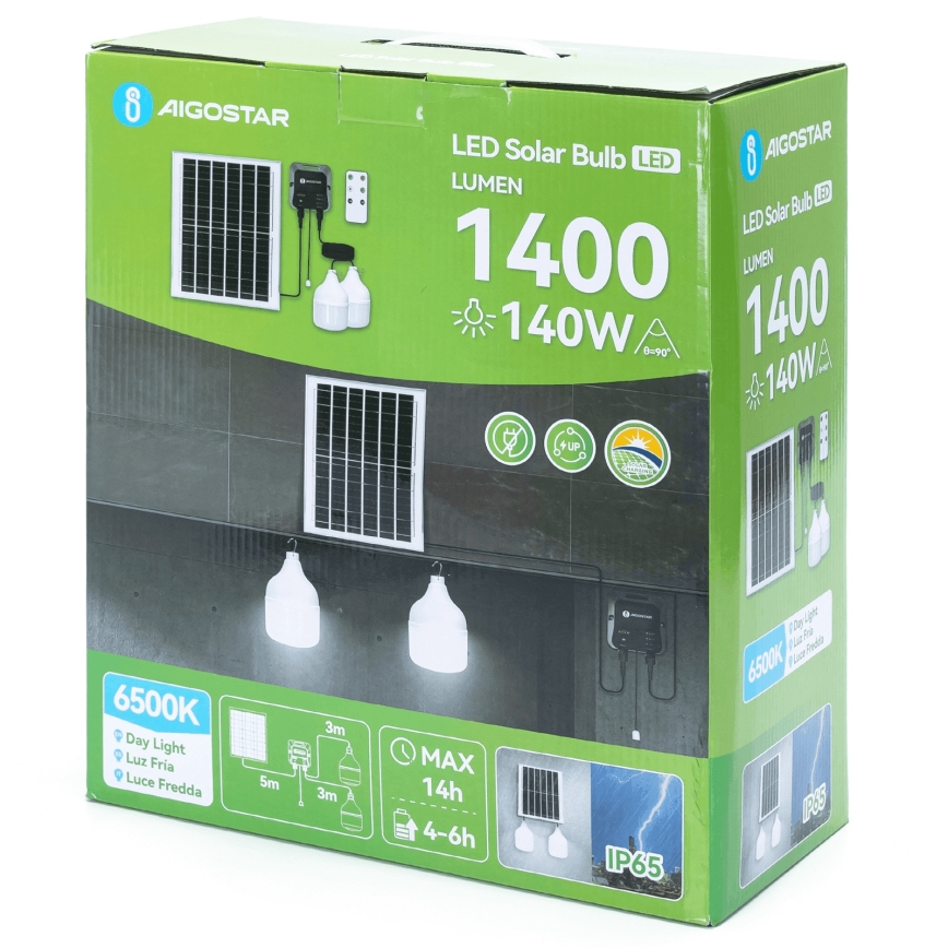 Aigostar - LED Соларен полилей 2xLED/70W/12V 12000 mAh 6500K Ø 12 см + дистанционно управление
