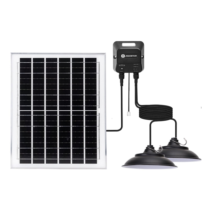Aigostar - LED Соларен полилей 2xLED/70W/12V 12000 mAh 6500K Ø 23,5 см + дистанционно управление