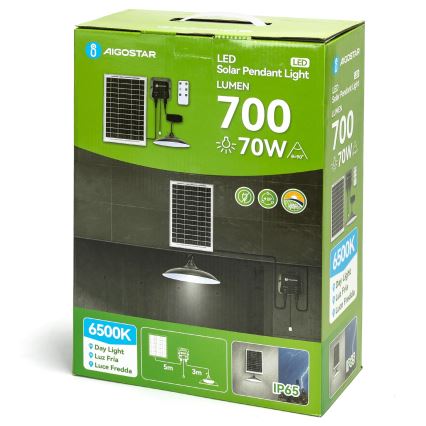 Aigostar - соларен LED полилей LED/70W/12V 6000 mAh 6500K IP65 диаметър 23,5 cm + дистанционно управление