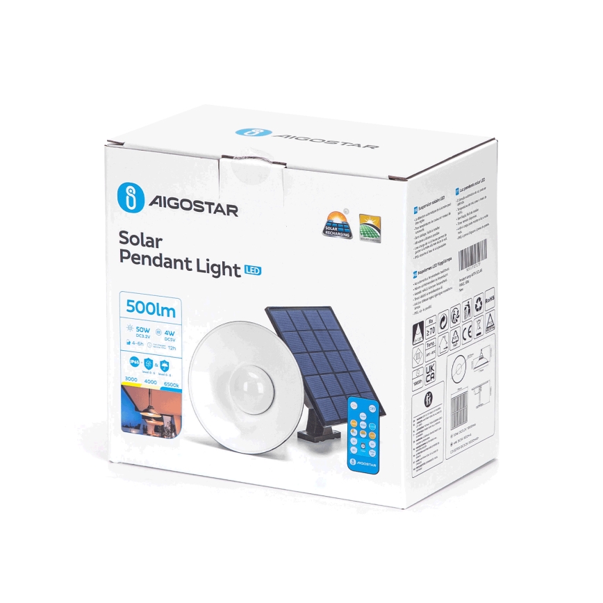 Aigostar - LED Димируем соларен полилей на връв LED/3,2V 3000K/4000K/6500K 5000 mAh IP65 + дистанционно управление