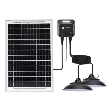 Aigostar - LED соларен полилей със сензор 2xLED/35W/12V 6000 mAh 6500K IP65, диаметър 15 cm + дистанционно управление