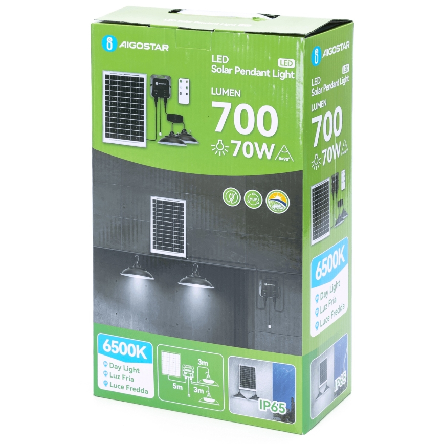 Aigostar - LED соларен полилей със сензор 2xLED/35W/12V 6000 mAh 6500K IP65, диаметър 15 cm + дистанционно управление